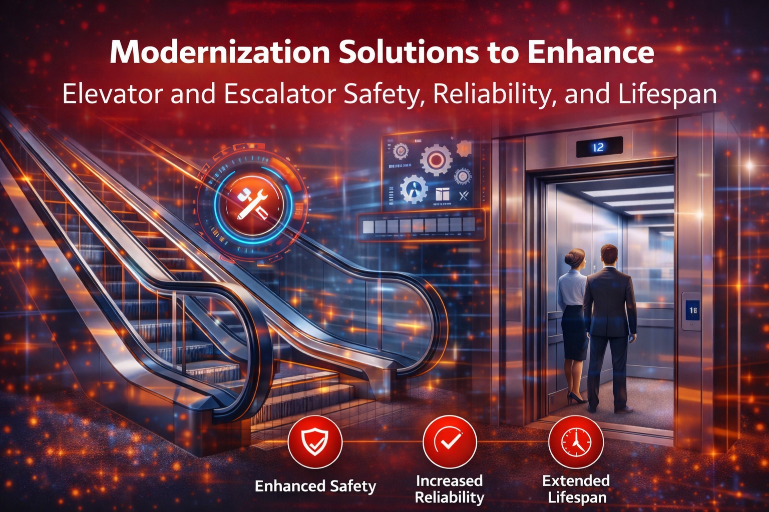 Modernization solutions for elevators and escalators enhancing safety, reliability, and service life